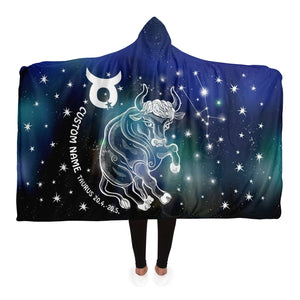 Personalized Taurus Horoscope Zodiac Star Sign Hooded Blanket