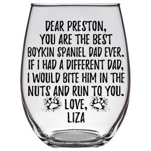 Preston Liza Boykin Spaniel Dog Mom Stemless Wine Glass