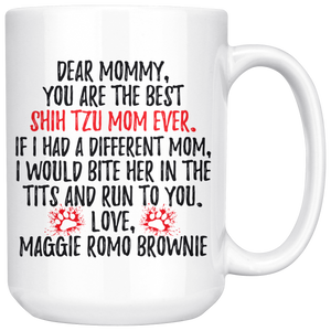 Personalized Shih Tzu Dog Maggie Romo Brownie Mommy Coffee Mug (15 oz)