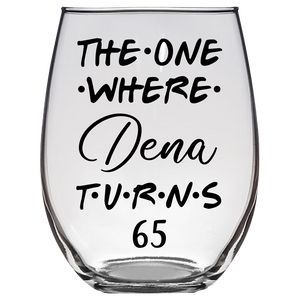 Dena Turns 65 Years Stemless Wine Glass