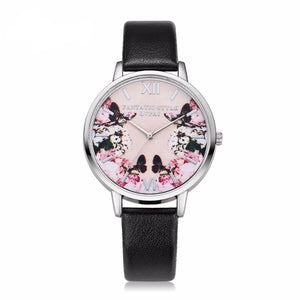 Modern Leather Flower & Butterfly Wrist Watch - Freedom Look