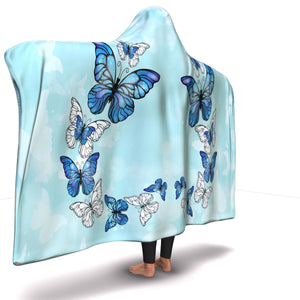 Morpho Butterfly Blue Hooded Blanket (SB)