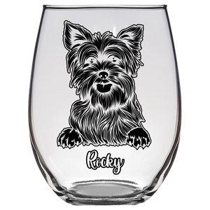 Rocky - Yorkshire Terrier Dog Stemless Wine Glass