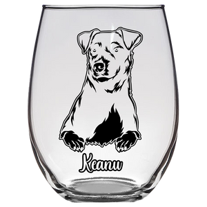 Keanu Patterdale Terrier Stemless Wine Glass