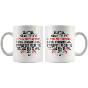Personalized German Shepherd Dog Teddy Mom Tina Coffee Mug (11 oz)