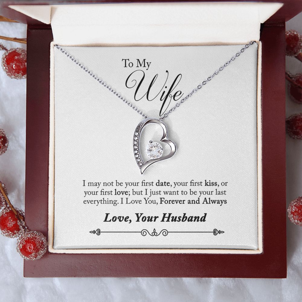 Husband To Wife Gift Forever & Always Yours Message Box + Heart Pendant Necklace