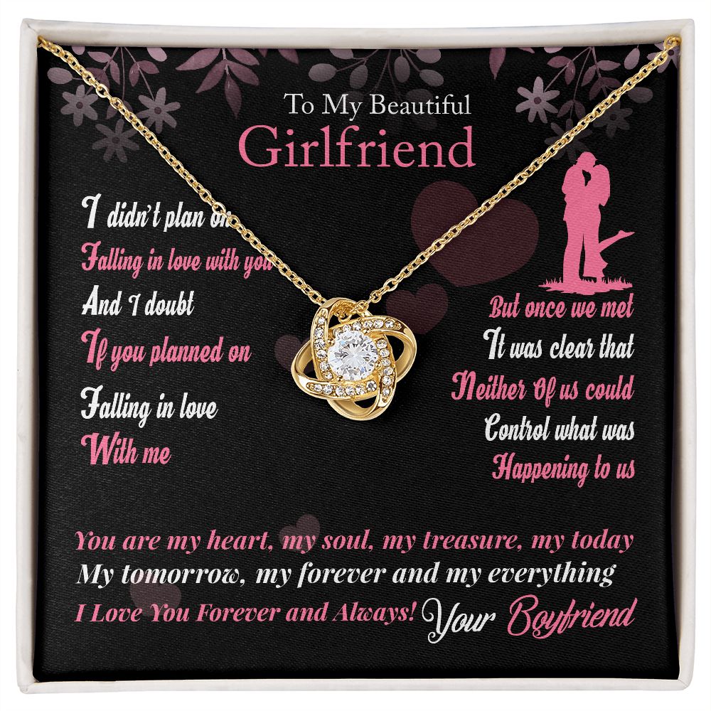 Boyfriend To Girlfriend Forever & Always Yours Message - "Love Knot" Pen. Necklace