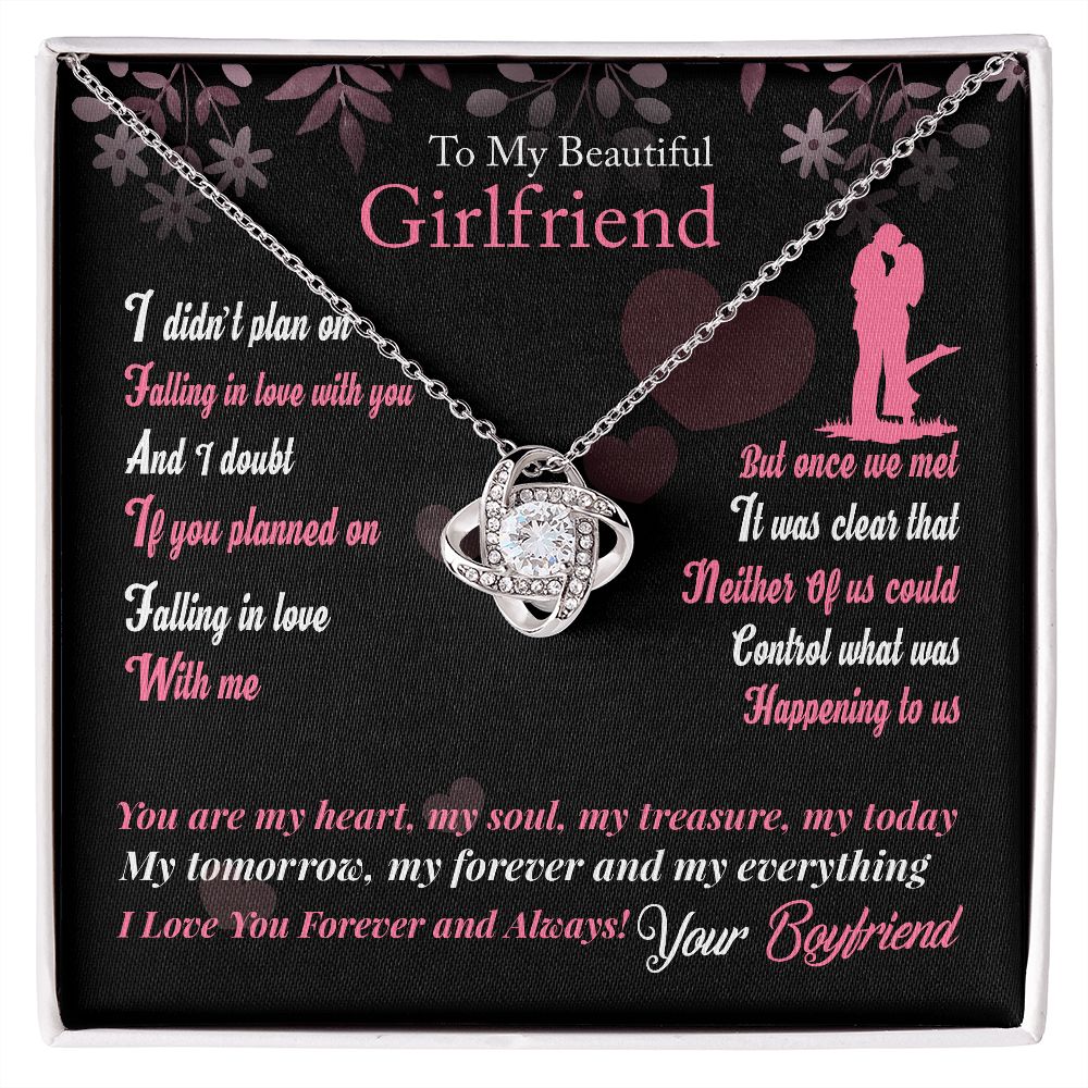 Boyfriend To Girlfriend Forever & Always Yours Message - "Love Knot" Pen. Necklace