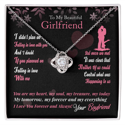 Boyfriend To Girlfriend Forever & Always Yours Message - "Love Knot" Pen. Necklace