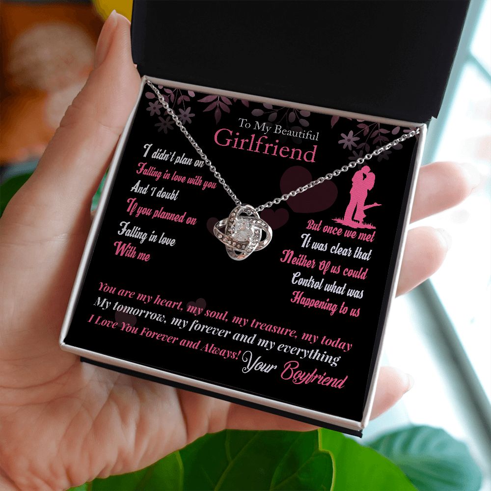 Boyfriend To Girlfriend Forever & Always Yours Message - "Love Knot" Pen. Necklace