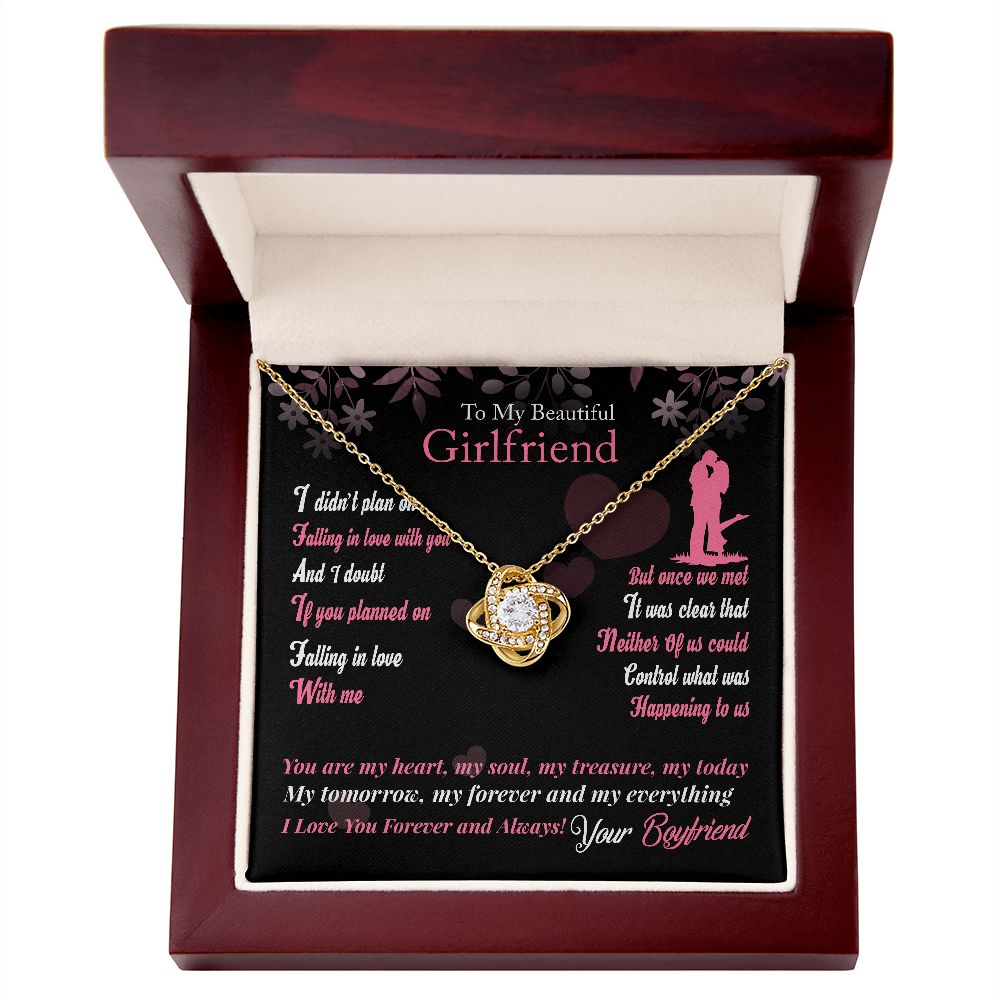 Boyfriend To Girlfriend Forever & Always Yours Message - "Love Knot" Pen. Necklace
