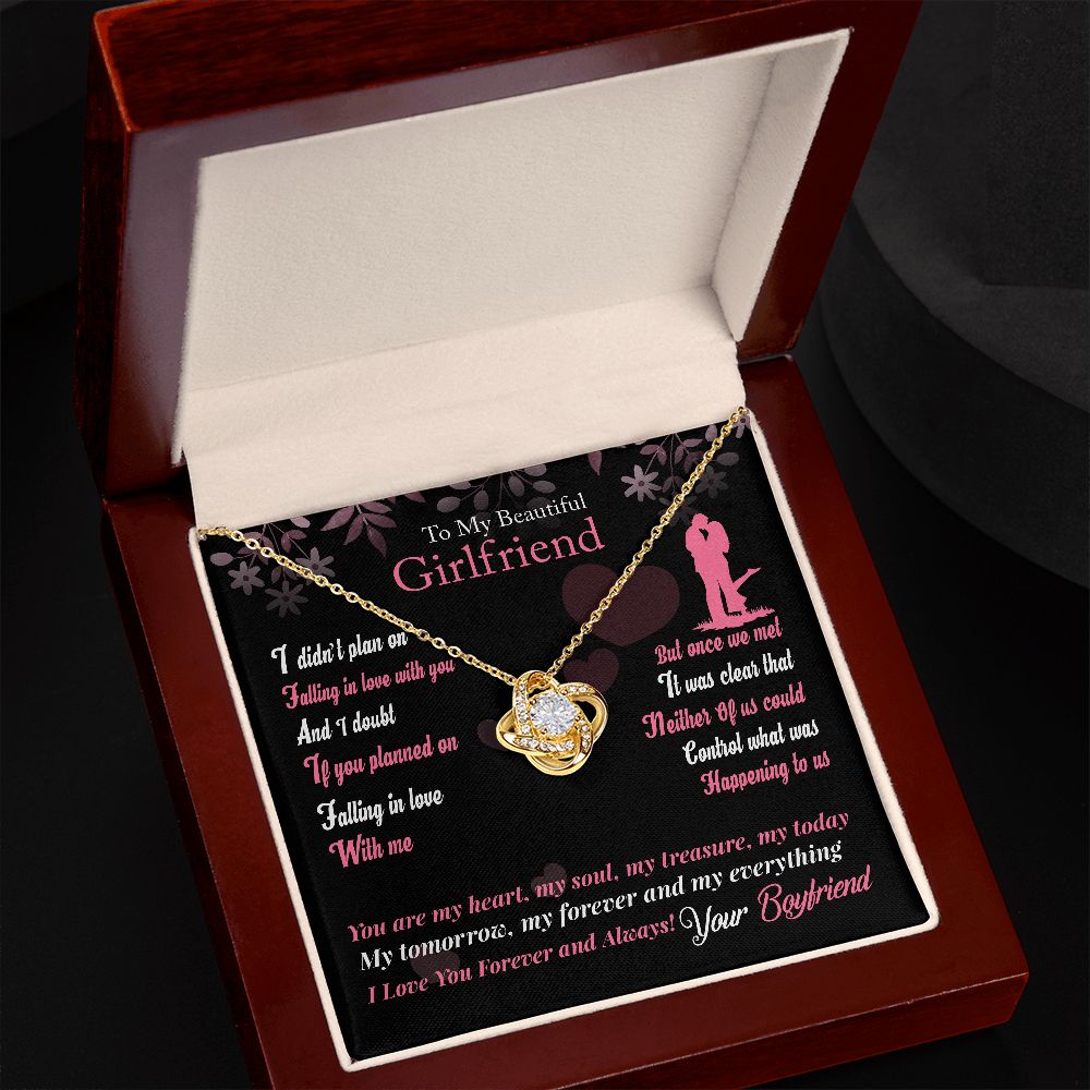 Boyfriend To Girlfriend Forever & Always Yours Message - "Love Knot" Pen. Necklace