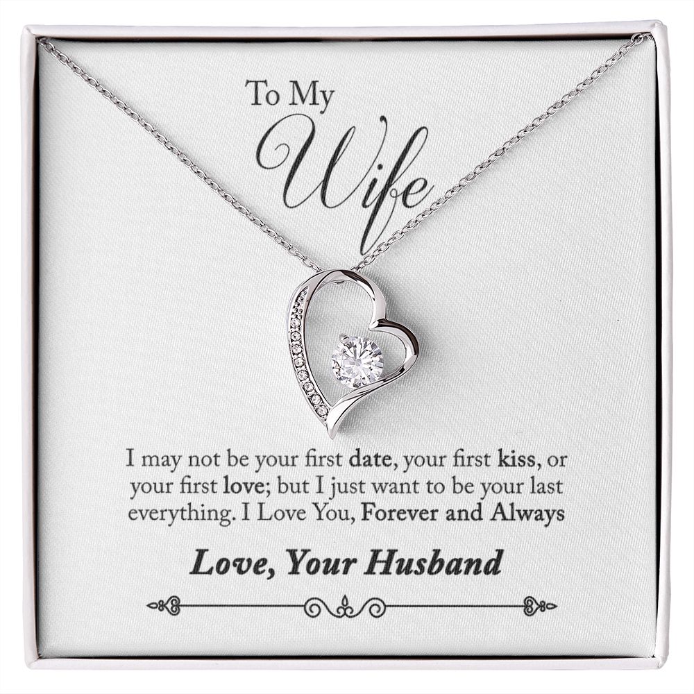 Husband To Wife Gift Forever & Always Yours Message Box + Heart Pendant Necklace