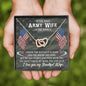 Best Army Wife Gift Husband Interlocking Hearts Pendant Necklace Message Box