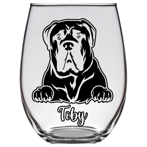 Toby Bullmastiff Stemless Wine Glass