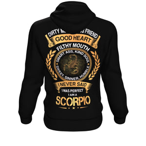 Born In Scorpio Sign Dirty Mind Hoodie (Front Blank) - Freedom Look