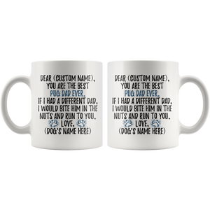 Personalized Best Pug Dog Dad Coffee Mug (11 oz)
