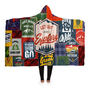 Blue & Red Camping Hooded Blanket - New