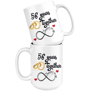 56th Wedding Anniversary Gift For Him And Her, 56th Anniversary Mug For Husband & Wife, Married For 56 Years, 56 Years Together With Her (15 oz)