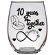 FTG - 10th Wedding Stemless Wine Glass (Laser Etched)
