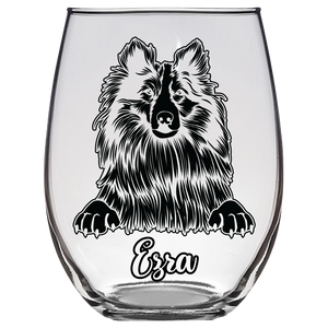 Ezra - Shetland Sheepdog Dog Stemless Wine Glass