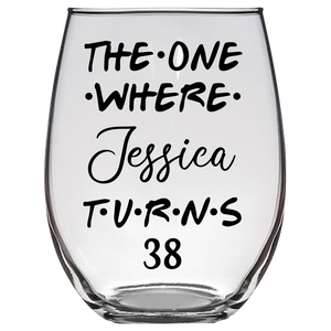 Jessica Turns 38 Years Stemless Wine Glass