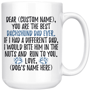 Personalized Best Dachshund Dog Dad Coffee Mug (15 oz)