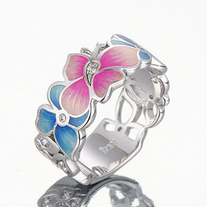 Unique Colorful Butterfly Flower Ring - Freedom Look