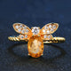 Bee Ring Natural Oval Citrine - 925 Sterling Silver - Freedom Look