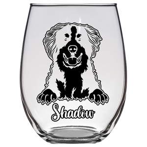 Shadow Bernese Dog Stemless Wine Glass