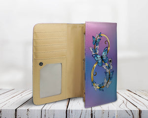 Blue And Rose Infinity Morpho Butterflies Wallet - Freedom Look