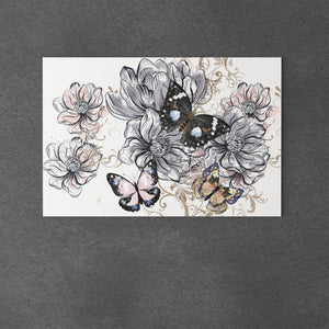 Butterflies and Flowers Canvas Art - Freedom Look