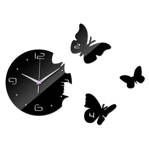 Black Round Butterflies Mordern Luxury Wall Clock - 2017 - Freedom Look