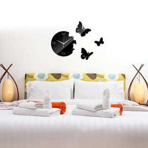 Black Round Butterflies Mordern Luxury Wall Clock - 2017 - Freedom Look