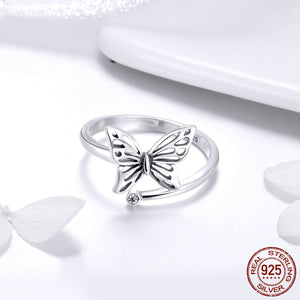 925 Sterling Silver Butterfly Open Size Ring - Freedom Look