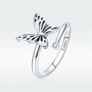 925 Sterling Silver Butterfly Open Size Ring - Freedom Look