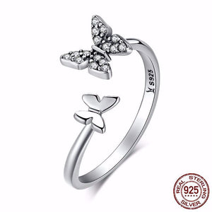 Butterfly Open Finger Ring - 925 Sterling Silver - Freedom Look