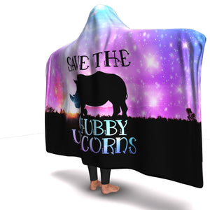 Save The Rhinos (Chubby Unicorns) Hooded Blanket