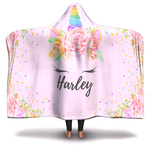 Personalized Unicorn Hooded Blanket - Harley