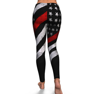 Firefighter Red Line Flag Leggings - Freedom Look