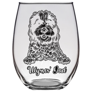 Ulysses Dad - Sheepadoodle Dog Stemless Wine Glass