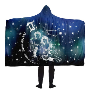 Personalized Gemini Horoscope Zodiac Star Sign Hooded Blanket