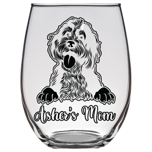 Asher's Mom Bernedoodle Stemless Wine Glass