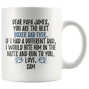 Personalized Boxer Dog Sam Papa James (11 oz)
