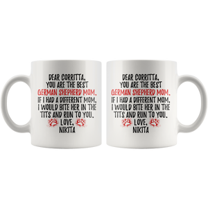 Personalized German Shepherd Dog Nikita Mom Corritta Coffee Mug (11 oz)