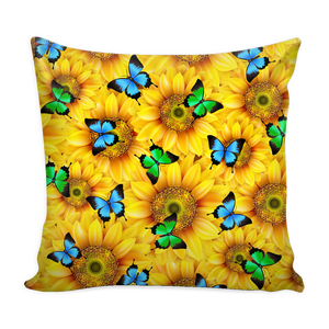 Sunflower Butterfly Pillow Cover With Insert