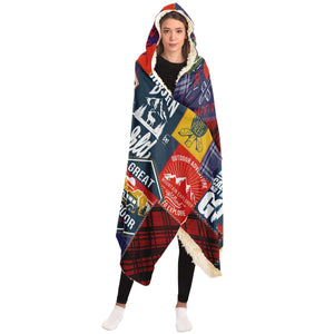 Blue & Red Camping Hooded Blanket - New