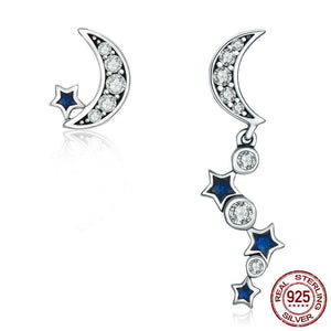 Crescent Half Moon & Star Earrings - 925 Sterling Silver - Freedom Look