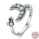 Crescent Moon & Star Ring - 925 Sterling Silver - Freedom Look