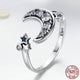 Crescent Moon & Star Ring - 925 Sterling Silver - Freedom Look